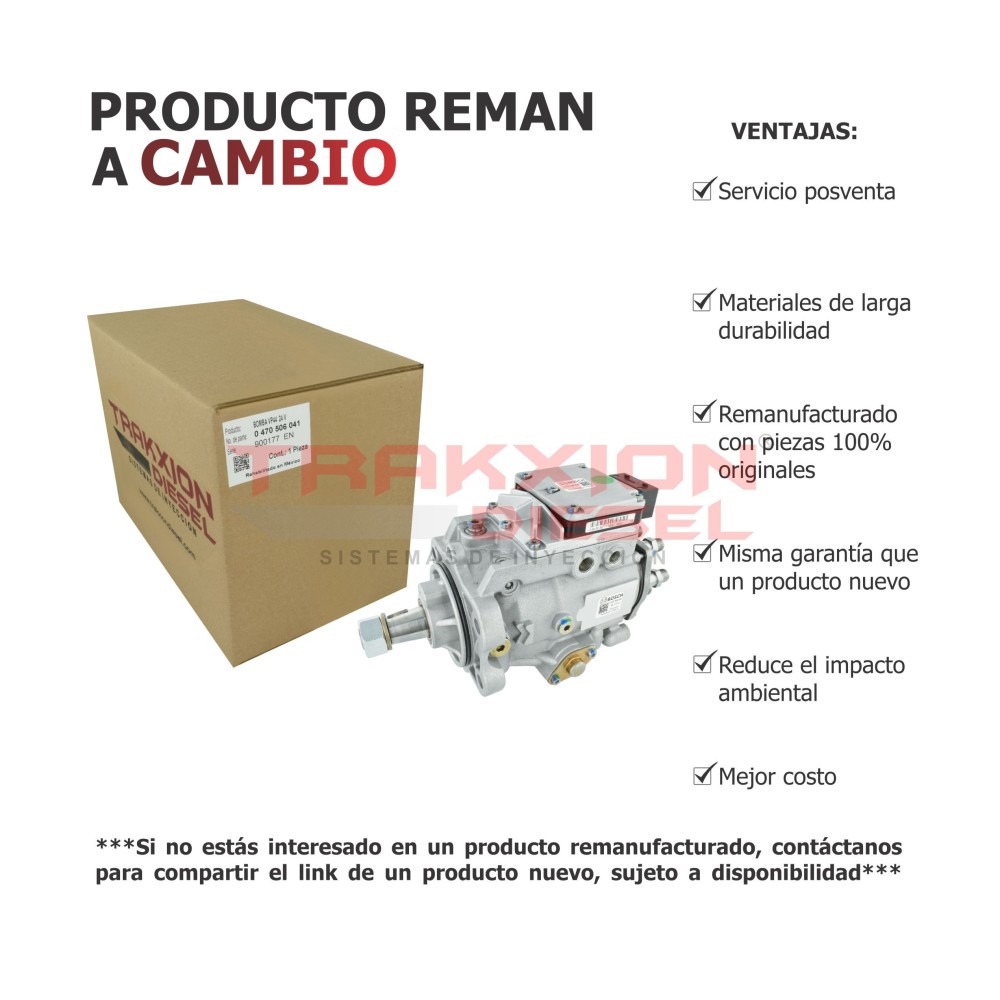 Bomba Diesel Reman VP44 24V Bosch 0470506041, IPVR20X, J937690, J944536, JR937690, JR944536 para Excavadora CX210, CX240, Case