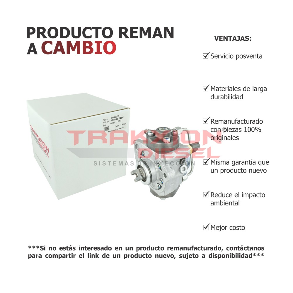 Bomba Diesel Reman 294000-040#, 294000-0401, DCRP300400, 6C1Q-9B395-AB, 6C1Q-9B395-AD, 6C1Q-9B395-AE para Transit 2.2 TDCi Ford