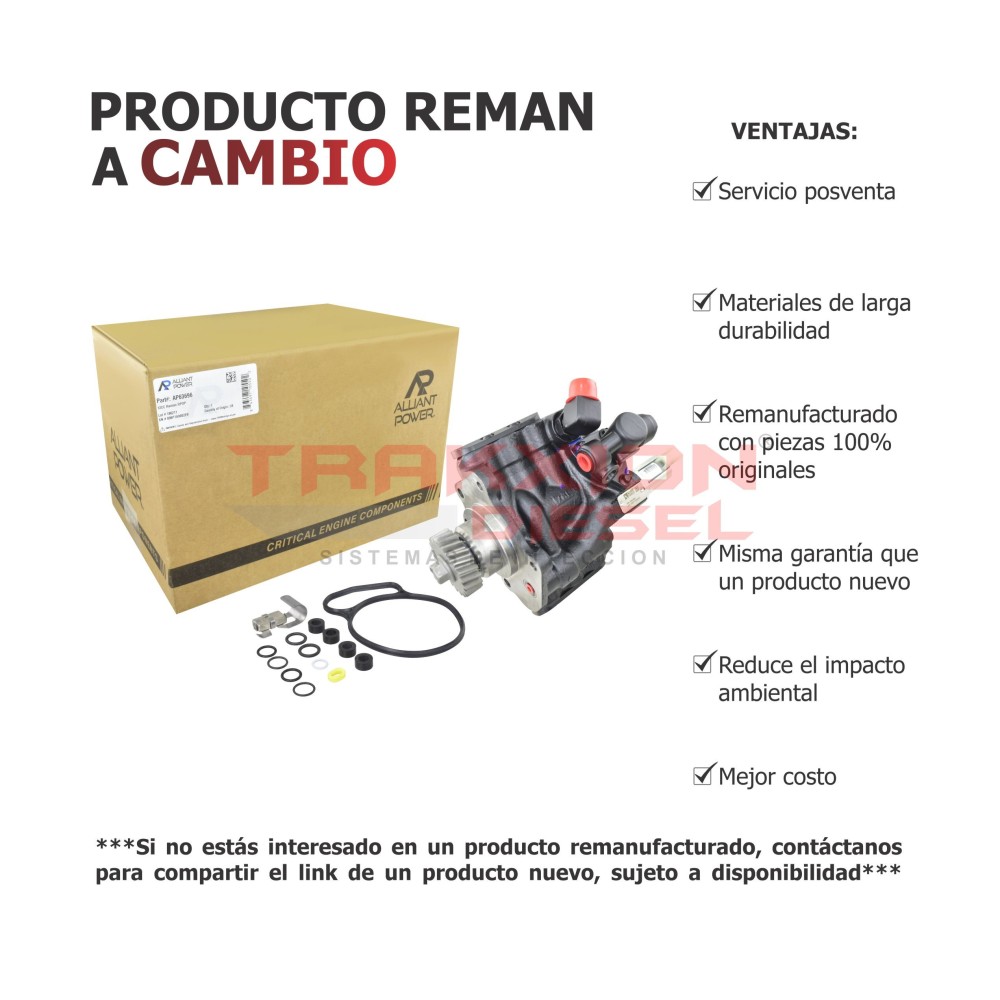 Bomba Reman alta presión de aceite 12cc para MaxxForce DT Diesel Navistar, AP63686, AP63696, 1882258C93, 1832092C92, 1879743C93