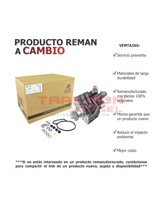 Bomba Reman alta presión de aceite 12cc para MaxxForce DT Diesel Navistar, AP63686, AP63696, 1882258C93, 1832092C92, 1879743C93