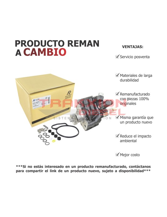 Bomba Reman alta presión de aceite 16CC para MaxxForce 9 y 10 Diesel Navistar 2007-2010 AP63687, AP63697, 1882259C93, 1832094C92