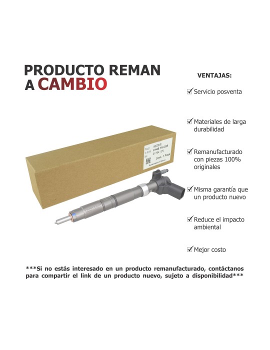 Inyector diesel Amarok 2.0 BiTDI Volkswagen Remanufacturado Amarok TDI