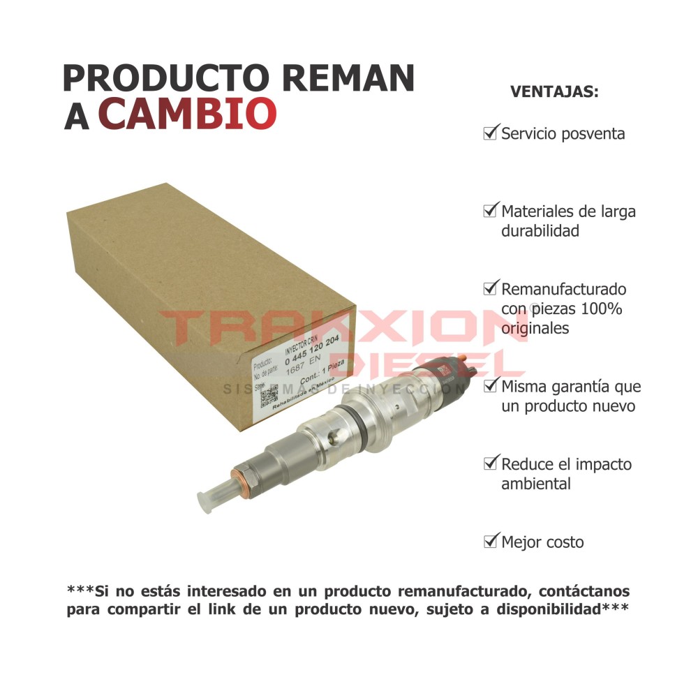 Inyector Diesel Reman 0445120071, 0445120184, 0445120204, 0986435519, 5253221 para Cummins 6.7 ISB, Dodge RAM 3500, 4500, 5500
