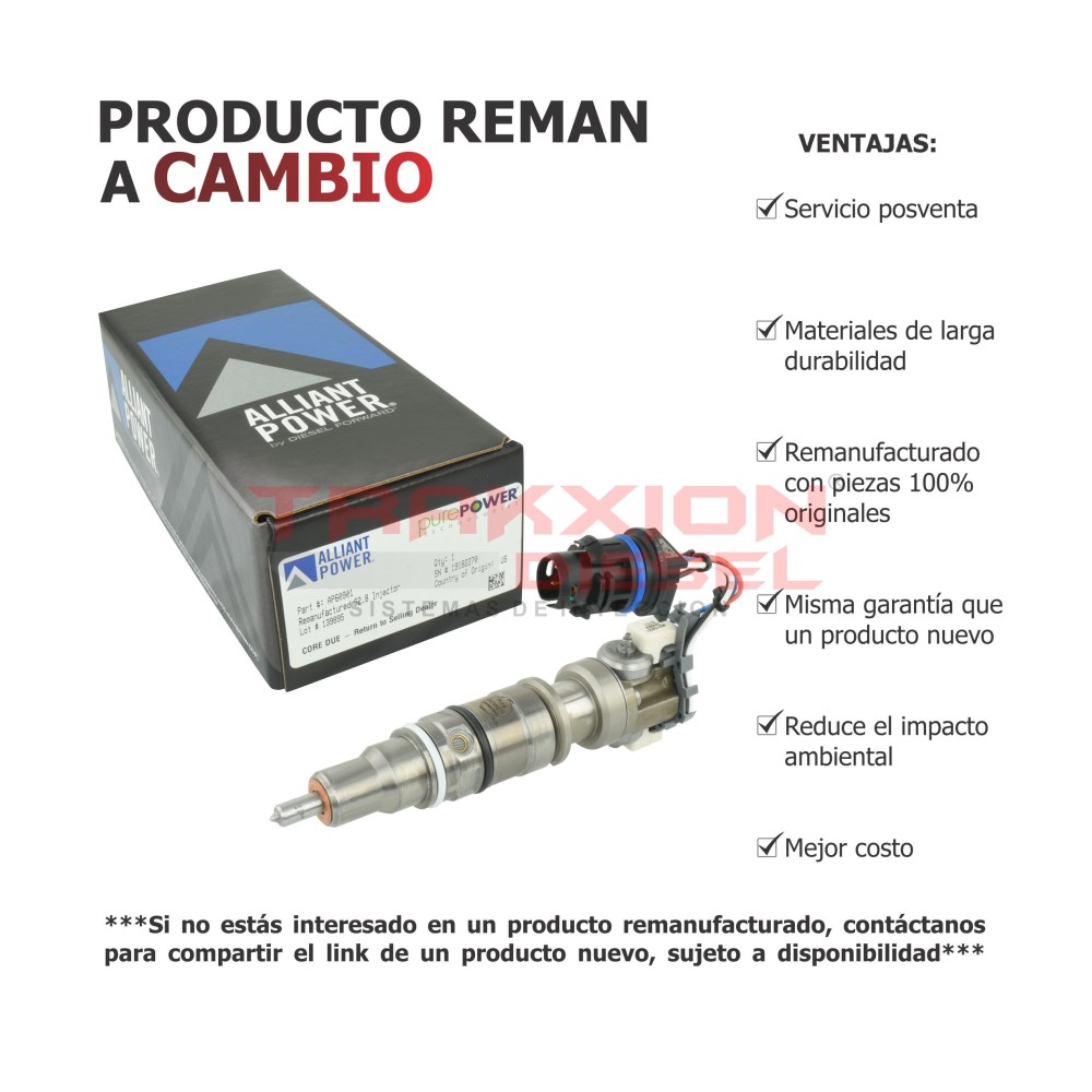 Inyector Diesel Reman AP60901 HEUI G2.8 para 6.0 PowerStroke, V8, F-Series, Ford 2003-2007, VT275, VT365, MaxxForce 5, Navistar