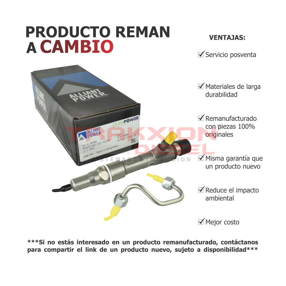 Inyector Diesel Reman AP64900, 1875072C91 para 6.4L PowerStroke, V8 Super Duty, F-250, F-350, F-450, F-550, Ford, 2008-2010 Inyector Diesel Reman AP64900, 1875072C91 para 6.4L PowerStroke, V8 Super Duty, F-250, F-350, F-450, F-550, Ford, 2008-2010