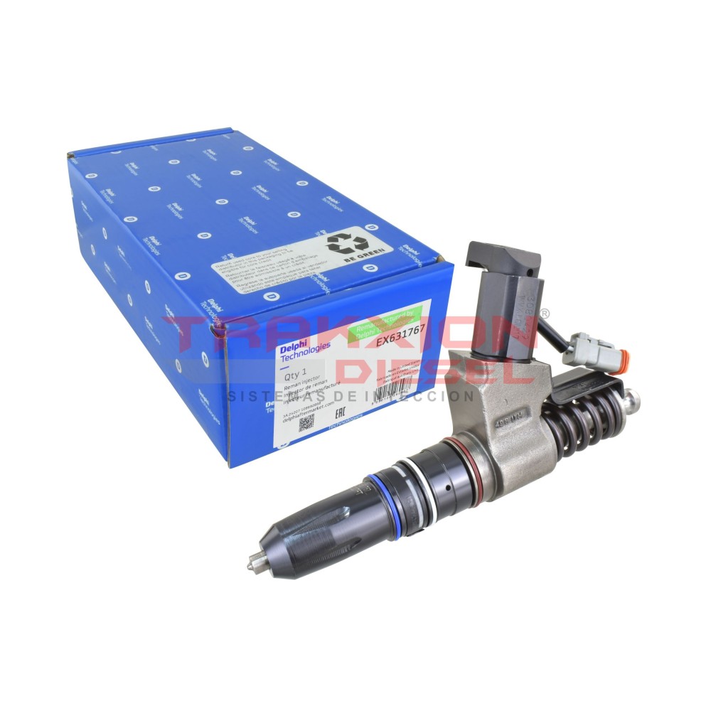 Inyector Diesel Reman EX631767 Delphi para N14 Celect Cummins 3411385, 3411767, 3411767RX, 3411767PX