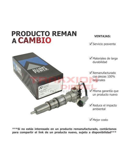 Inyector remanufacturado Diesel G2.9 HEInyector Diesel AP66977 Reman para DT466 MaxxForce Navistar 210-285 HP, 1842577C94, 50106