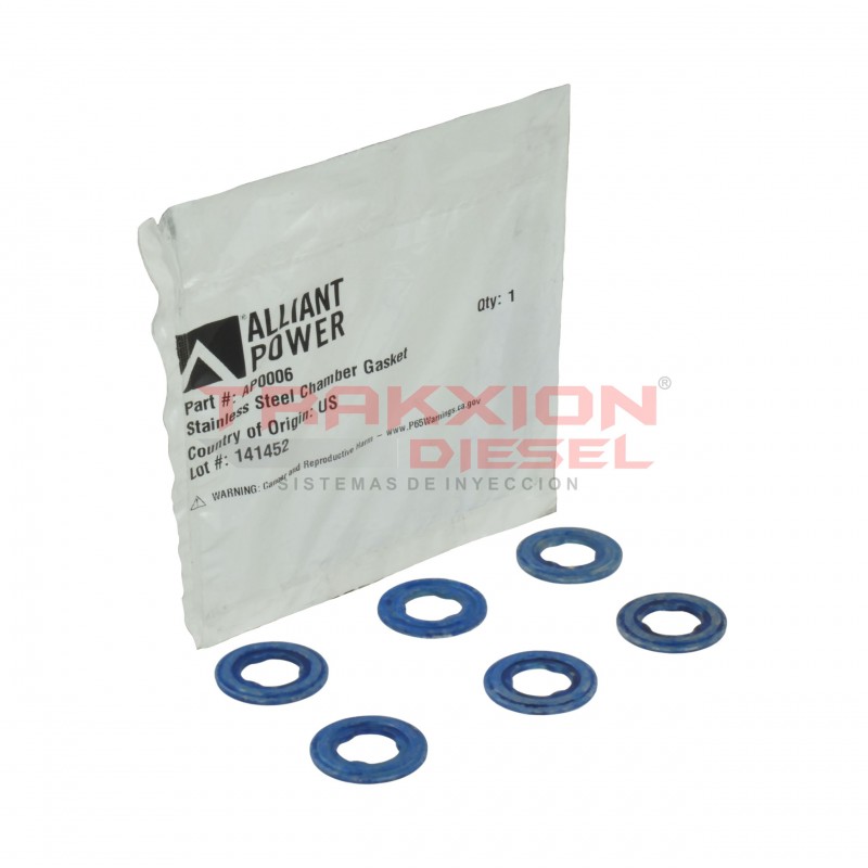 Kit de 6 arandelas AP0006 de inyector Diesel para 6.0 y 6.4 PowerStroke V8 Diesel Ford, VT365, VT275, MaxxForce 5 Navistar