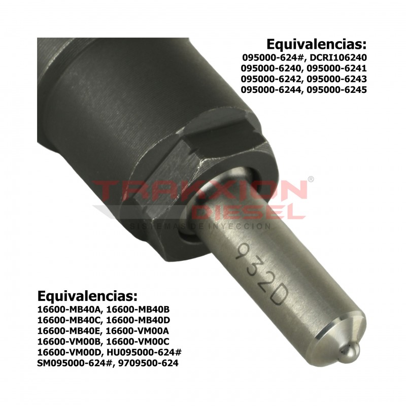 Inyector Diesel para 2.5 YD25 NP300, Cabstar, Nissan, Denso DCRI106240, 095000-6240, 16600-VM00D, 16600-MB40E