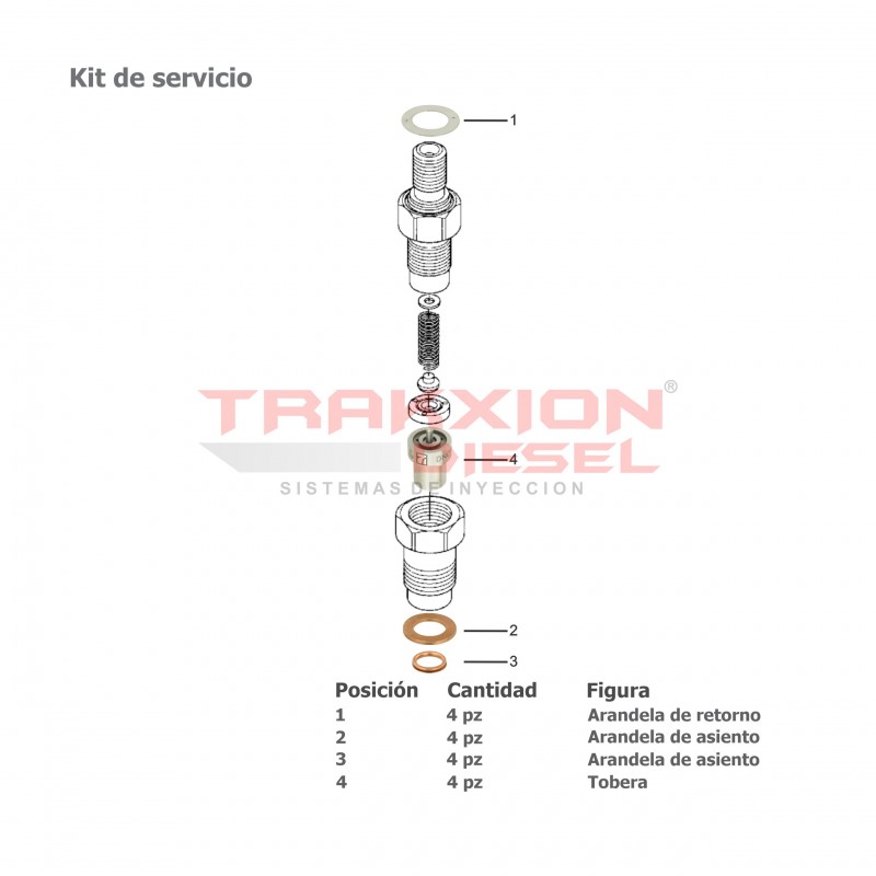 4 kits de servicio y reparación Seven de inyector Diesel para 2.5 H100 Hyundai