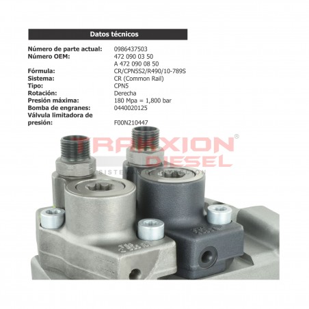 Bomba de inyección alta presión Diesel para DD13 DD15 DD16 Detroit Diesel, A4720900350, A4720900850, RA4720900350, RA4720900850