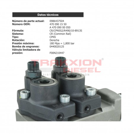 Bomba de inyección Diesel Common Rail CPN5 Bosch 0445020198, 0445020199, 0445020249, 0445020250, 0986437504