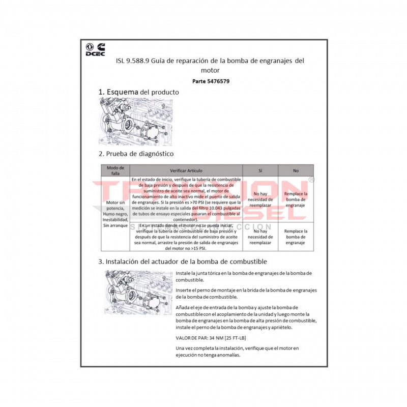 Bomba de alimentación de engranes Diesel para CAPS II, Cummins 8.3, ISC, ISL, QSC, QSL, Pegasus, Paccar, 2872545, 4088866
