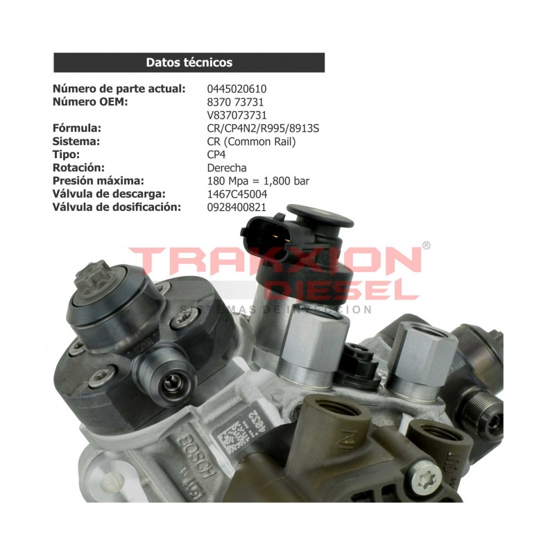 Bomba de inyección de alta presión Diesel para Massey Ferguson, AGCO POWER SCR, Cosechadora, Combinada, V837073731