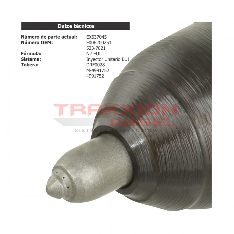Inyector Diesel N2 Delphi para Detroit Diesel 12.7 S60 DDEC III, IV, R5237045, RB5237045, 523-7045, 523-6952, 523-7821, EX637045