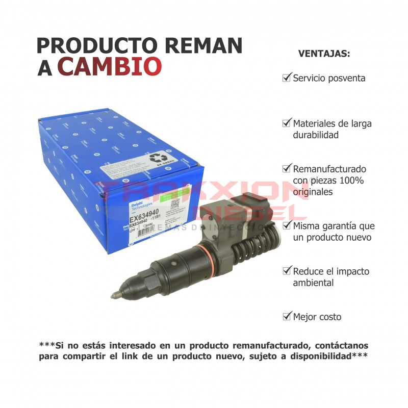 Inyector Diesel N2 Delphi para Detroit Diesel 12.7 S50 y S60 DDEC III, IV, 523-7045, R5234940, RB5234940, F00E200218, EX634940