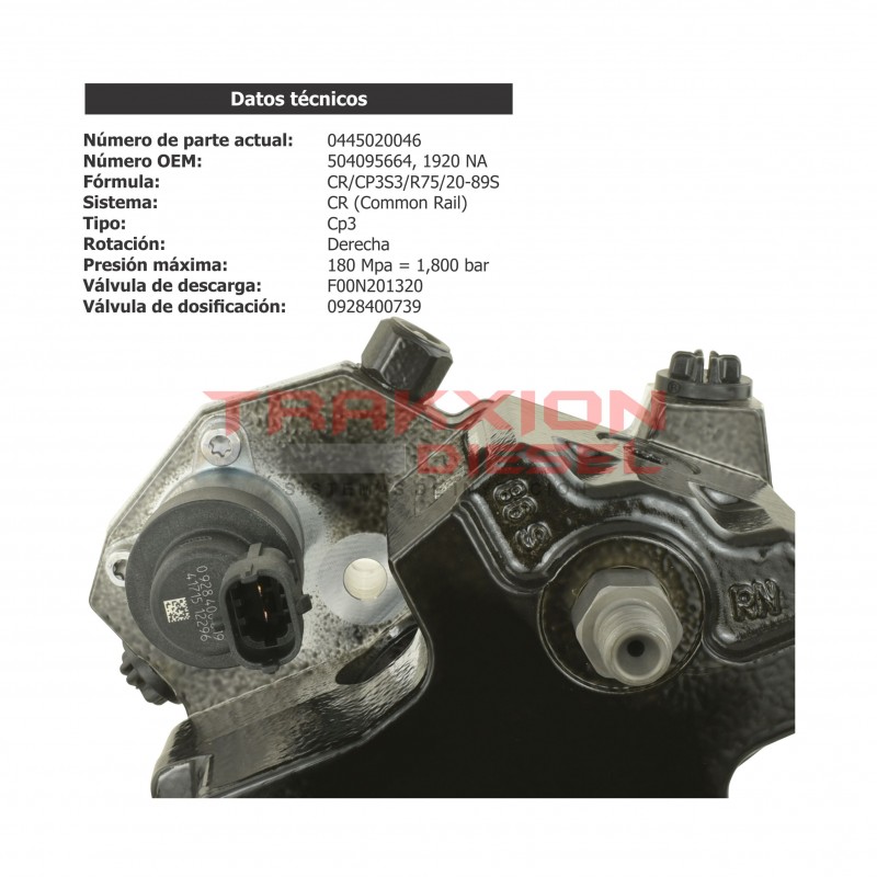 Bomba de inyección de alta presión Diesel CP3 Bosch para Ducato Fiat 3.0, 0986437321, 0445020046, 2995504, 500061264, 504095664