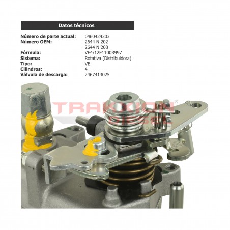 Bomba de inyección Diesel rotativa VE Bosch para Perkins y Caterpillar 1104C-44TA, Massey Ferguson, 0460424303 2644N202 2644N208