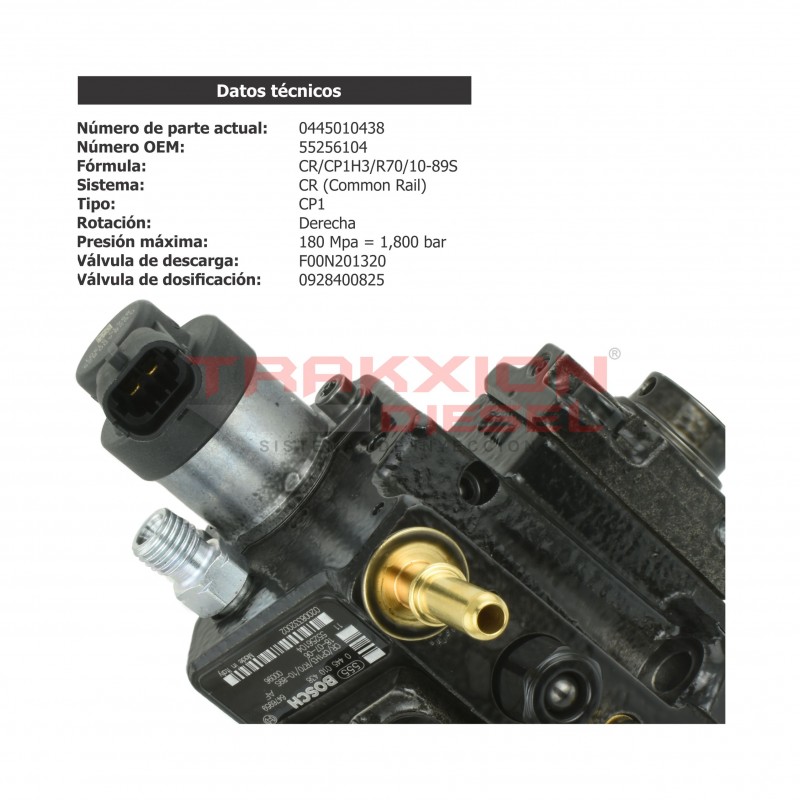Bomba de inyección de alta presión Diesel CP1 Bosch para Ducato Multijet 2.0 Fiat, 55256104, 0445010438