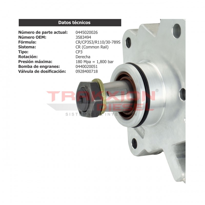 Bomba de inyección de alta presión Diesel CP3 Bosch para Volvo Penta, 0445020026, 3583494, 3803633, 889635