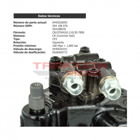 Bomba de inyección de alta presión Diesel Bosch CP3 para New Holland, Case, Iveco, 500060602, 500061248, 504188076, 5041880760