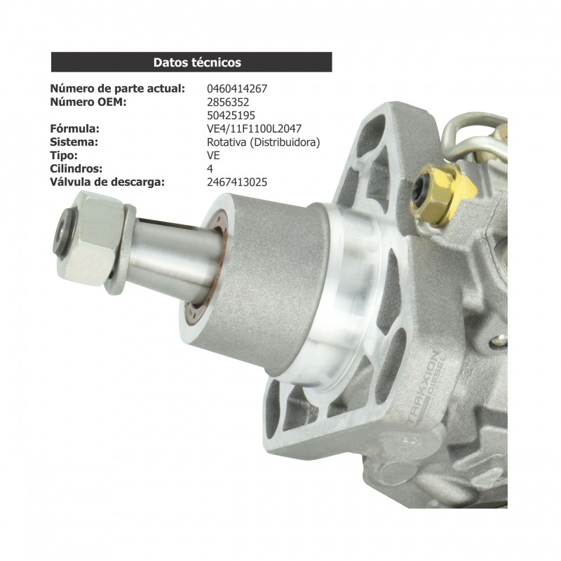 Bomba de inyección rotativa VE Diesel Bosch para Case, New Holland, Iveco, 2856352, 50425195, 504251950, 0460414267