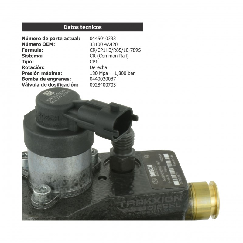 Bomba de inyección de alta presión Diesel Bosch CP1 para H-1, H1, H100, 2.5 CRDi, D4CB, Hyundai, 08-21, 0445010207, 0445010333