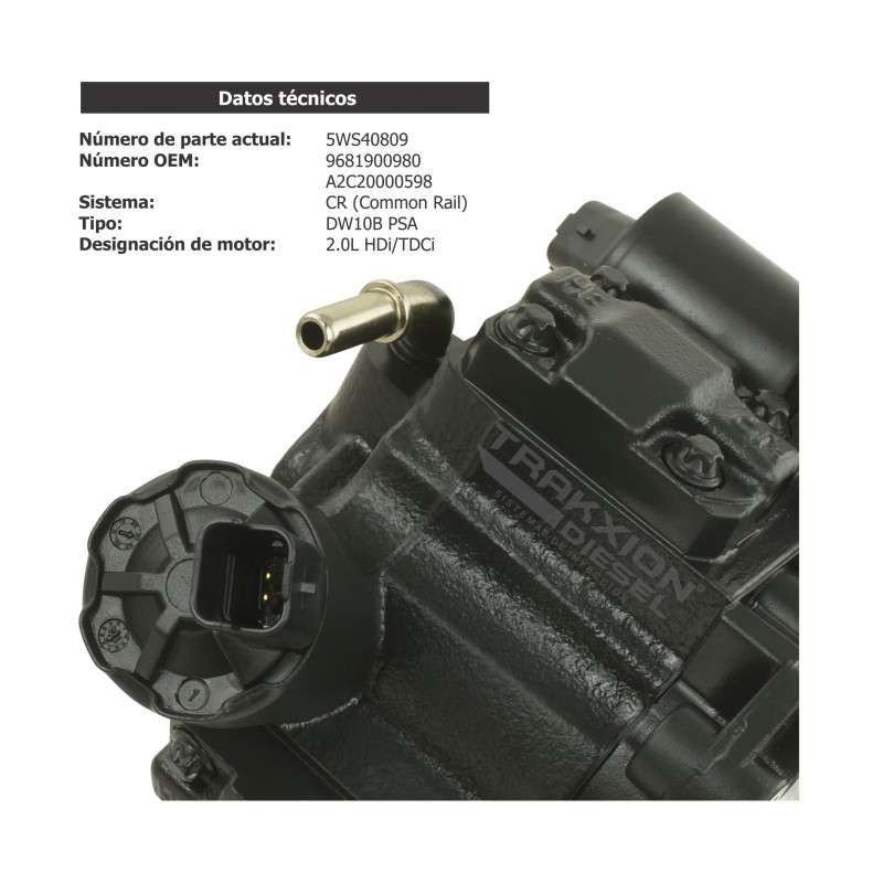 Bomba de inyección de alta presión Diesel Continental para Expert 2.0 HDi Peugeot, 1920QH, 5WS40809, 9688153080, A2C53334602