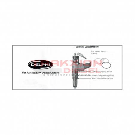 Kit de ligas, sellos exteriores Delphi HTK116 de inyector Diesel para M11, N14 Celect Cummins