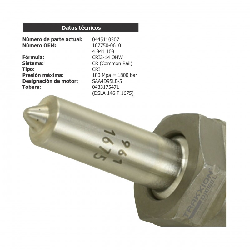 Inyector Diesel para SAA4D95LE-5 Komatsu, 3.3 QSB Cummins, 0445110307, 0986435196, 4941109, 4955415, 6271113100, 6271-11-3100