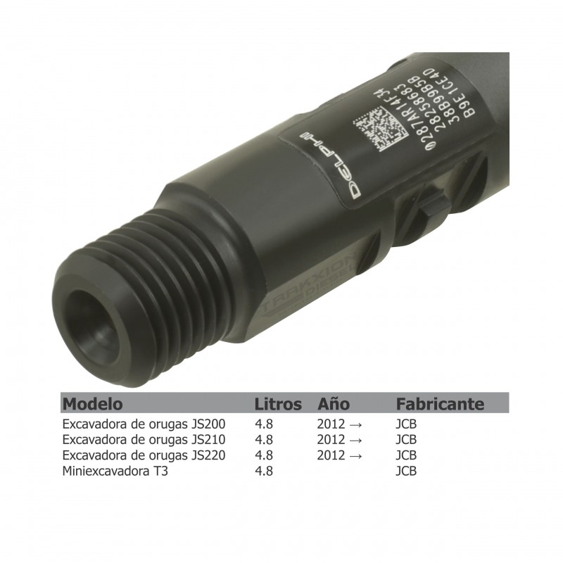Inyector Diesel Delphi para Excavadora JS200, JS210, JS220, 4.8 T3 Ecomax, JCB, 28258683, HRD383, 32006833, 320-06833, 320/06833