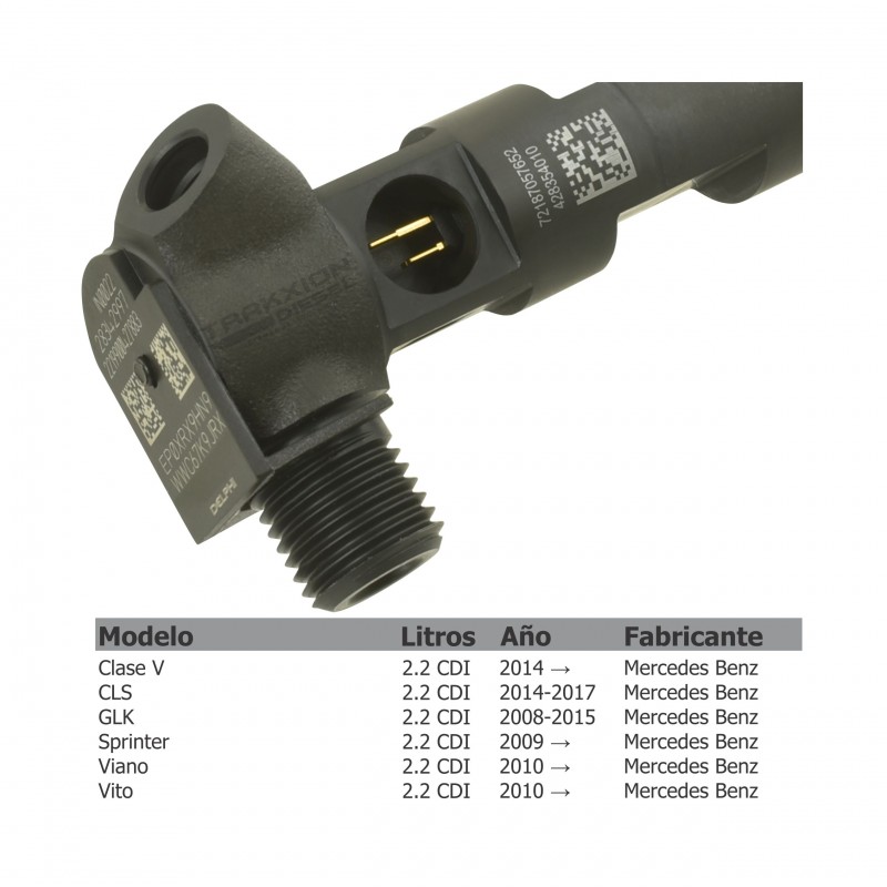 Inyector Diesel Delphi para Viano, Vito, Sprinter, OM651 D22, Mercedes Benz, 2009-2018, 28342997, 28348371, EMBR00002D, HRD348