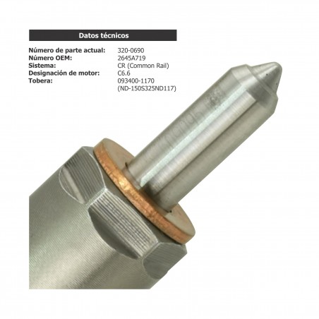 Inyector Diesel para Cargador de Cadenas 963D, Cargador de Ruedas 924, Generador LC30XX, C6.6 Caterpillar, 320-0690