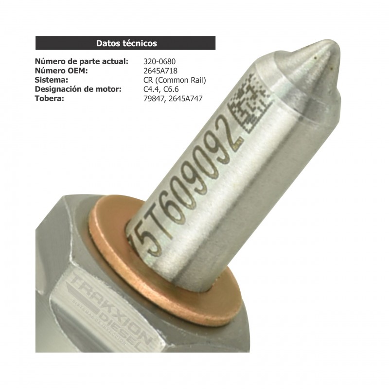 Inyector Diesel para Pavimentadora de Asfalto AP-500E AP-555E BG500E BG555E, Manipulador TH337C TH407C TL943C, CAT, 320-0680