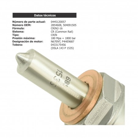 Inyector Diesel CRIN Bosch para 6.7 Case & New Holland, 0445120057, 0986435552, 2854608, 504091505