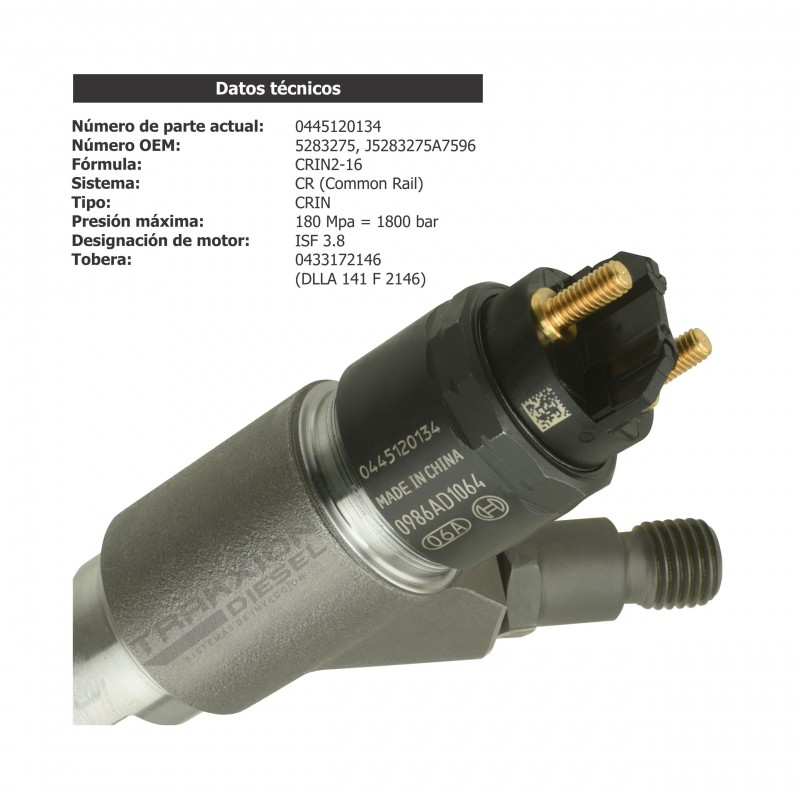 Inyectores Diesel CRIN para Aumark C15 C8.5, Foton, 3.8 ISF Cummins, 0445120134, 0986AD1064, 4947582, 5283275, J5283275A7596