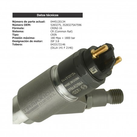 Inyectores Diesel CRIN para Aumark C15 C8.5, Foton, 3.8 ISF Cummins, 0445120134, 0986AD1064, 4947582, 5283275, J5283275A7596