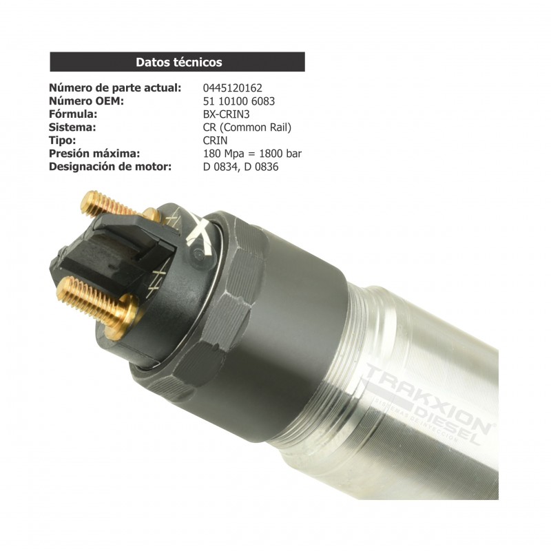 Inyector Diesel para Constellation y Worker D0834 VW, MAN Truck TGL TGM D0834 D0836, 0445120162, 51101006083, 07W130205