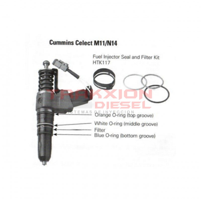 Kit de ligas externas y cedazo (filtro) de inyector Diesel para N14 Celect y M11 Cummins, HTK117