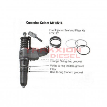 Kit de ligas externas y cedazo (filtro) de inyector Diesel para N14 Celect y M11 Cummins, HTK117
