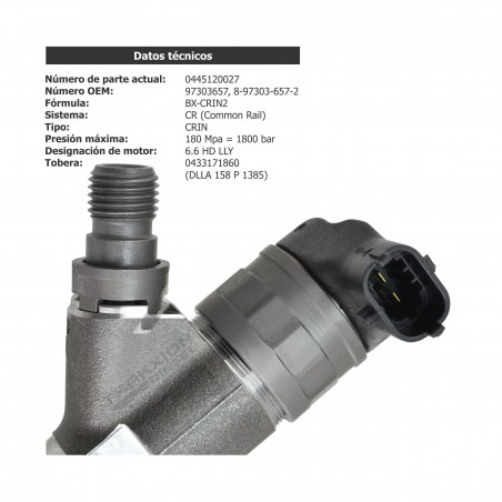 Inyector Diesel CRIN Bosch, 0445120027, 0986435504, F00E200501, 97303657, 2-90071-400-0, 8-97303-657-2, 8-97303-657-C, 97780144