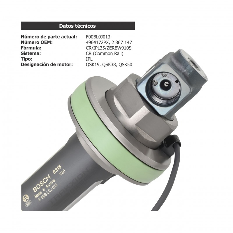 Inyectores Diesel IPL35 Bosch para QSK38 y QSK50, Cummins, F00BL0J013, F00BL0J014, 0986435900, 0986435912, 4964172, 4955526