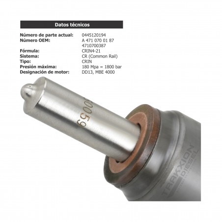Inyector Diesel para DD13 Detroit, Freightliner, EA4710700387, RA4600701187, RA4710700387, RE4600700687, 0445120194