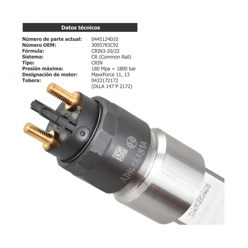 Inyector Diesel CRIN3 Bosch para CT660 Caterpillar, MaxxForce 13, Navistar, 3005783C92, 3007639C92, 5010732R92