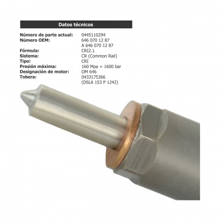 Inyector Diesel CRI Bosch para Sprinter, OM646, 2006-2011, MB, 0445110294, 0445110295, 0986435159, A6460701287, A646070128780