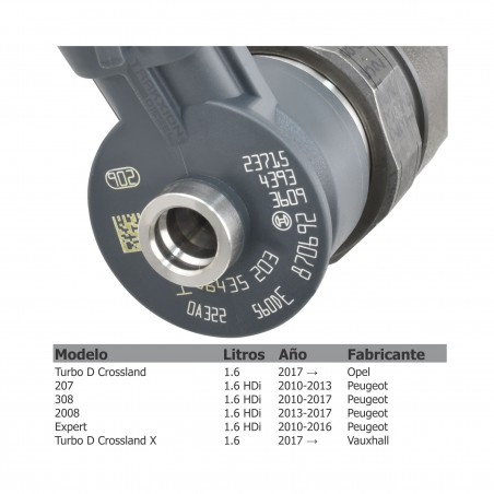 Inyector Diesel CRI Bosch para 1.6 HDI Peugeot, 0445110340, 0445110739, 0986435203, 1980S5, 9687069280, 9813722780