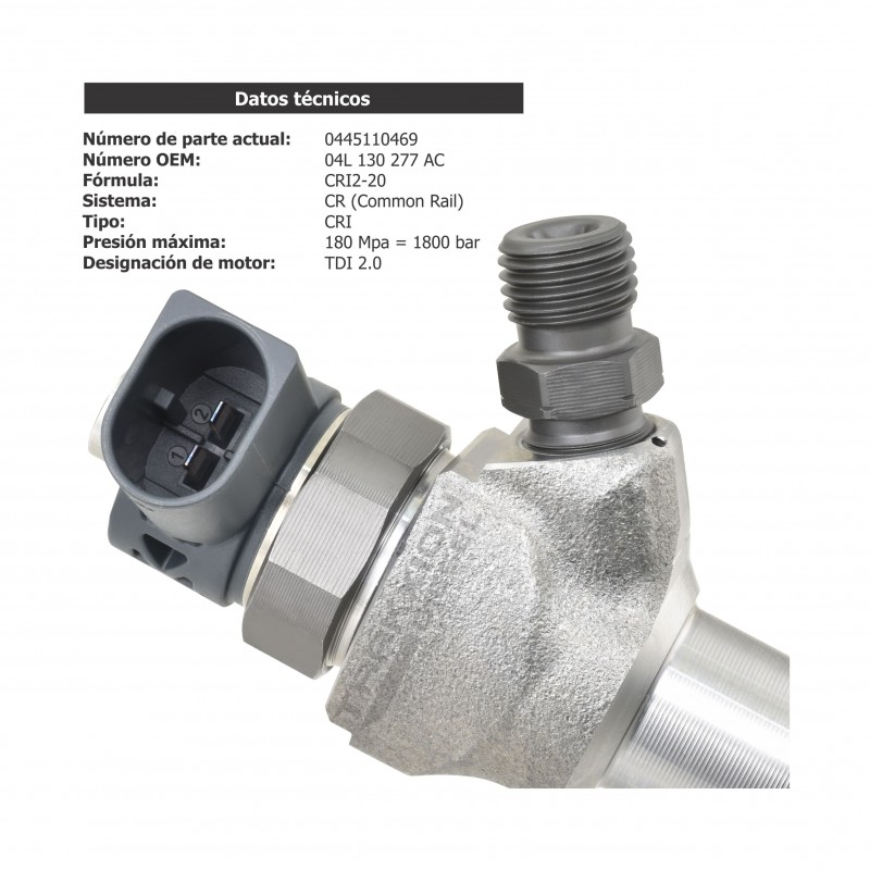 Inyector Diesel para 2.0 TDI, Beetle, Caddy, Golf, Jetta, Passat, Tiguan, VW, 0445110468, 0445110469, 0986435258, 04L130277AC