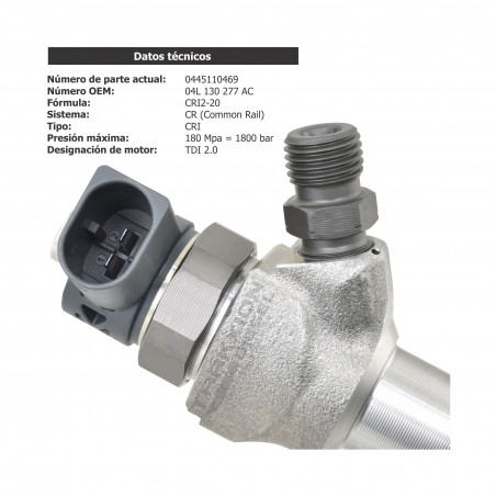 Inyector Diesel para 2.0 TDI, Beetle, Caddy, Golf, Jetta, Passat, Tiguan, VW, 0445110468, 0445110469, 0986435258, 04L130277AC