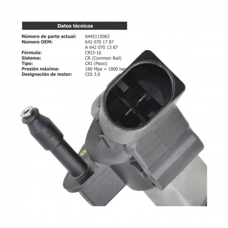 Inyector Diesel para OM642, Viano y Vito, MB, 0445115063, A6420700587, A6420701387, A642070138780, A6420701887, A6420701987