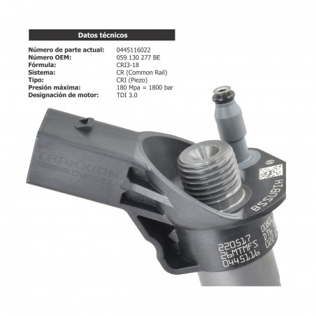 Inyector Diesel Piezoeléctrico Bosch 0445116007, 0445116008, 0445116014, 0445116015, 0445116022, 0445116023, 0986435357